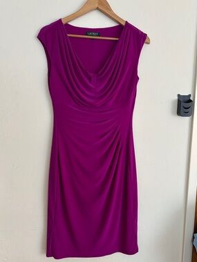 Lauren Ralph Lauren Fuchsia Draped Cowl Sheath Dress